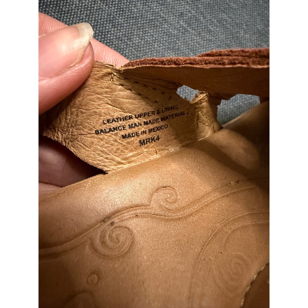 Born Womens Tan Leather Wedge Sandals Slingback Platform Shoes D62402 Size 8.5 - Picture 10 of 11
